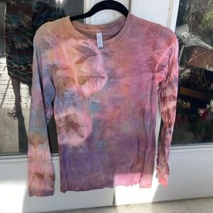 Tie-Dye Long Sleeve Tee in Pink & Purple - hand dyed